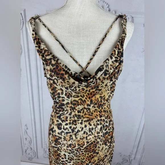 Catwalk Sexy Backless Leopard See Through Cowl Neckline Vacation Beach D… - Picture 7 of 10